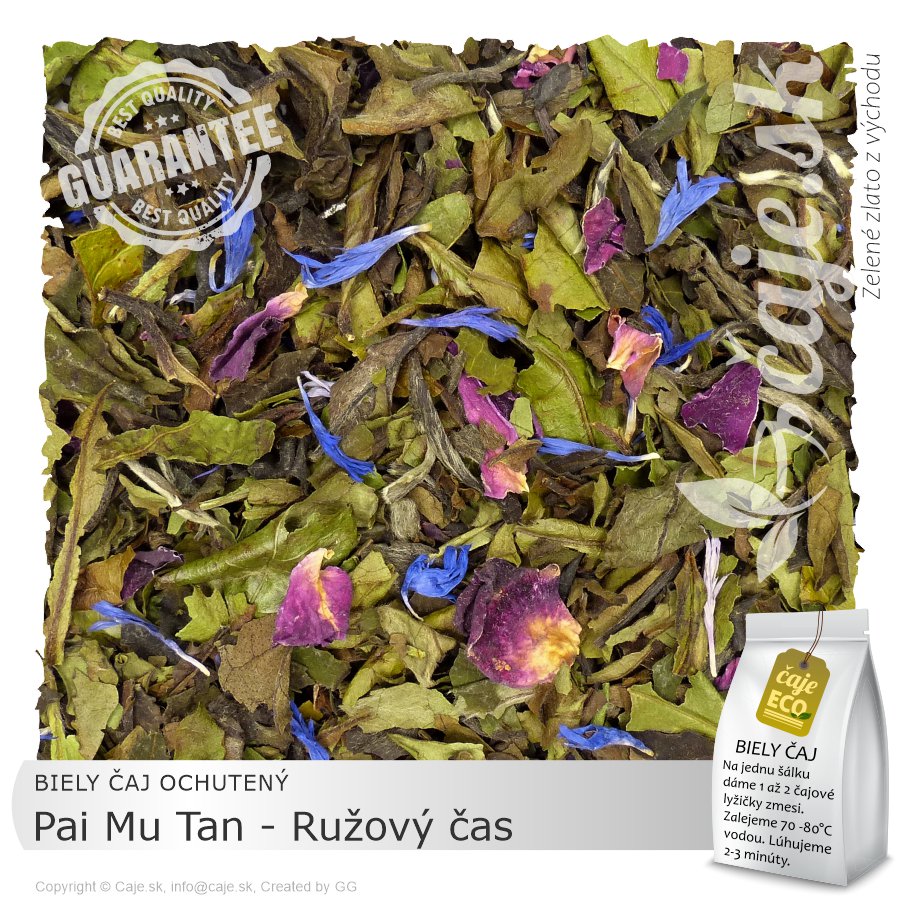 BIELY ČAJ OCHUTENÝ Pai Mu Tan - Ružový čas (25g)
