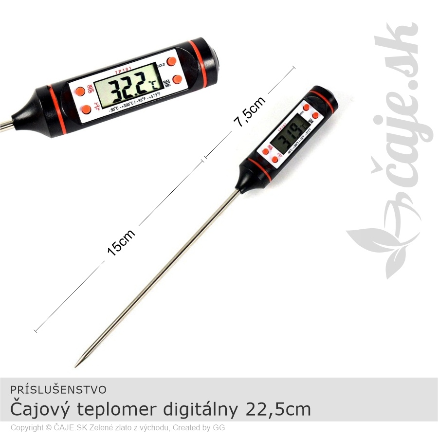 Čajový teplomer digitálny s kovovým hrotom 22,5cm
