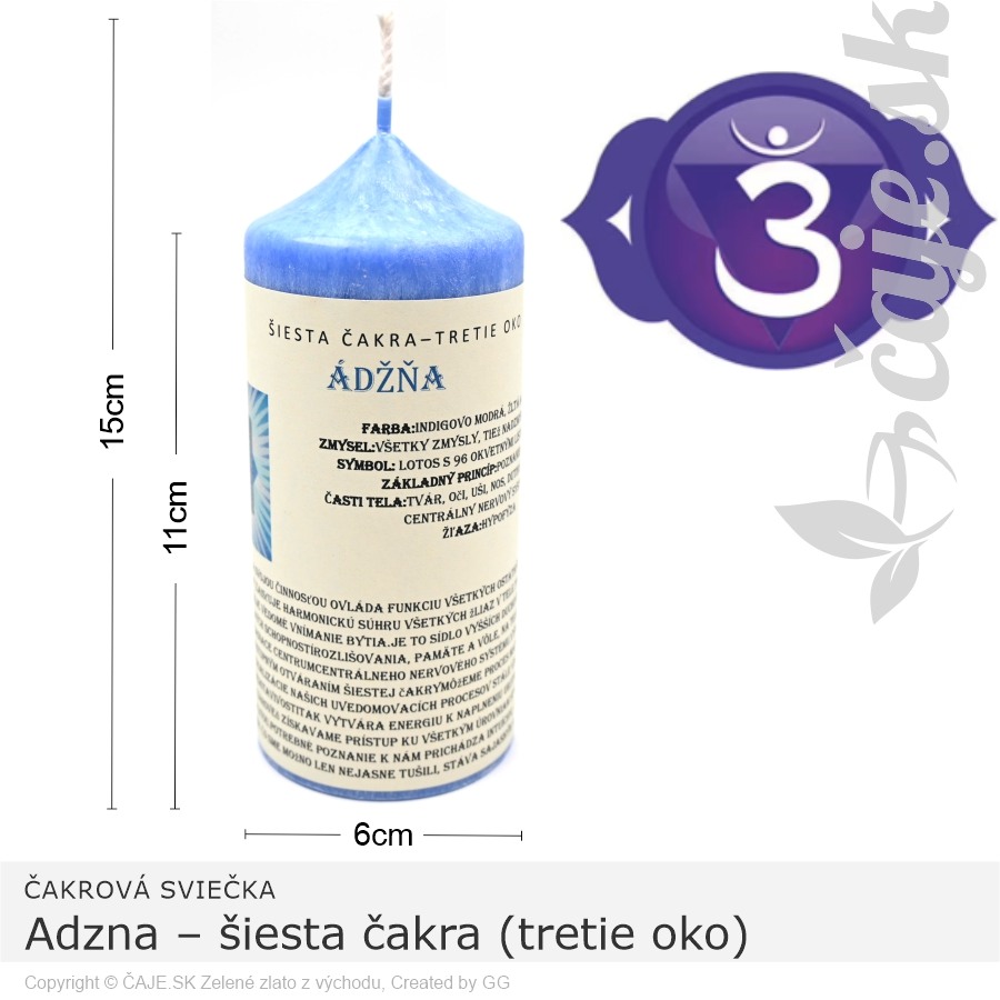 Čakrová sviečka 6. Adzna – šiesta čakra (tretie oko)