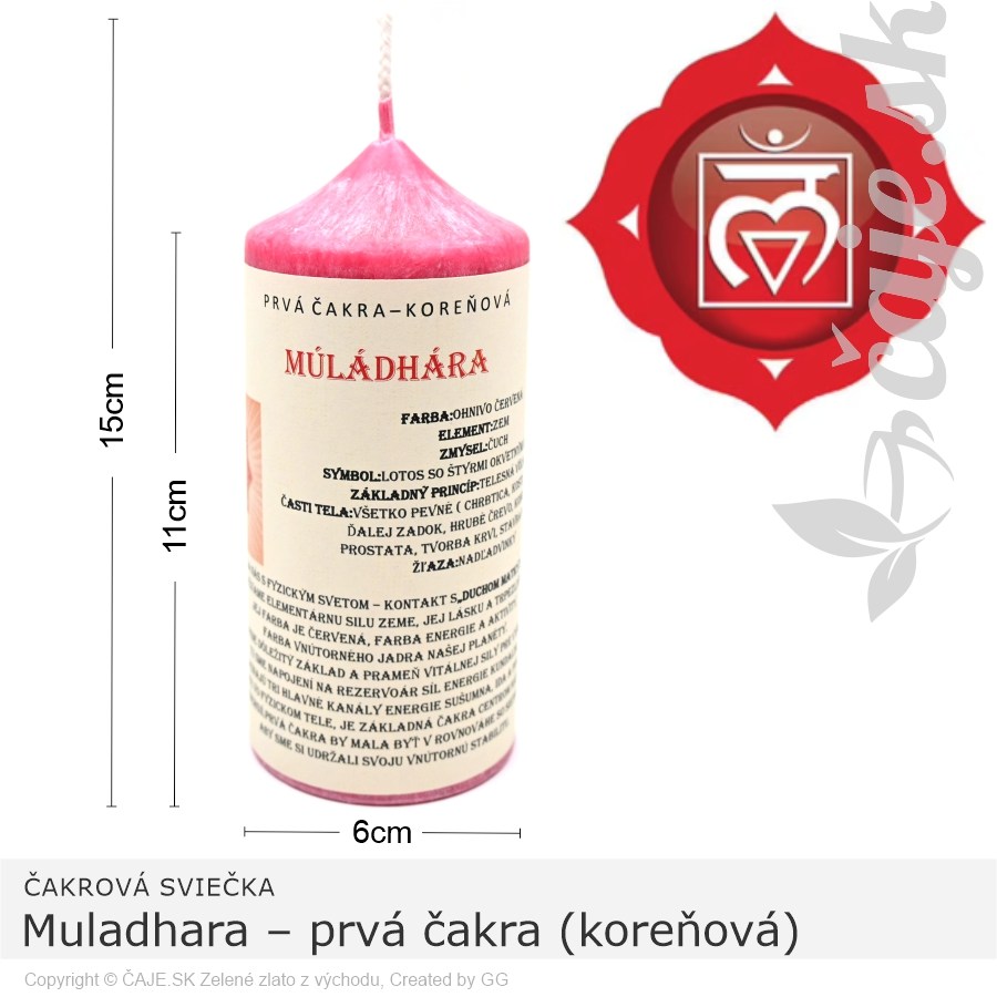 Čakrová sviečka 1. Muladhara – prvá čakra (koreňová)