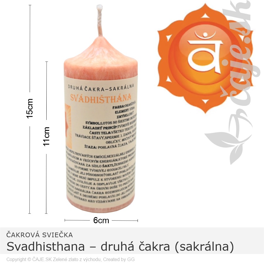 Čakrová sviečka 2. Svadhisthana – druhá čakra (sakrálna)