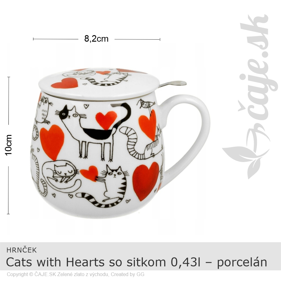 HRNČEK Cats With Hearts so sitkom 0,43l – porcelán – darčeková krabička