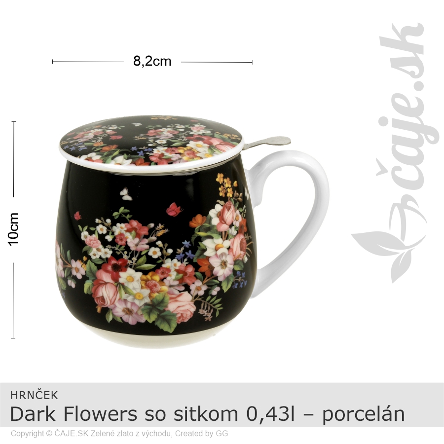 HRNČEK Dark Flowers so sitkom 0,43l – porcelán – darčeková krabička