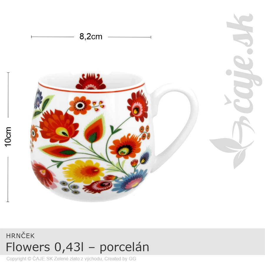 HRNČEK Flowers 0,43l – porcelán – darčeková krabička
