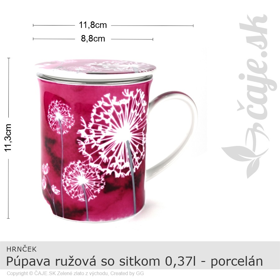 HRNČEK Púpava ružová so sitkom 0,37l – porcelán