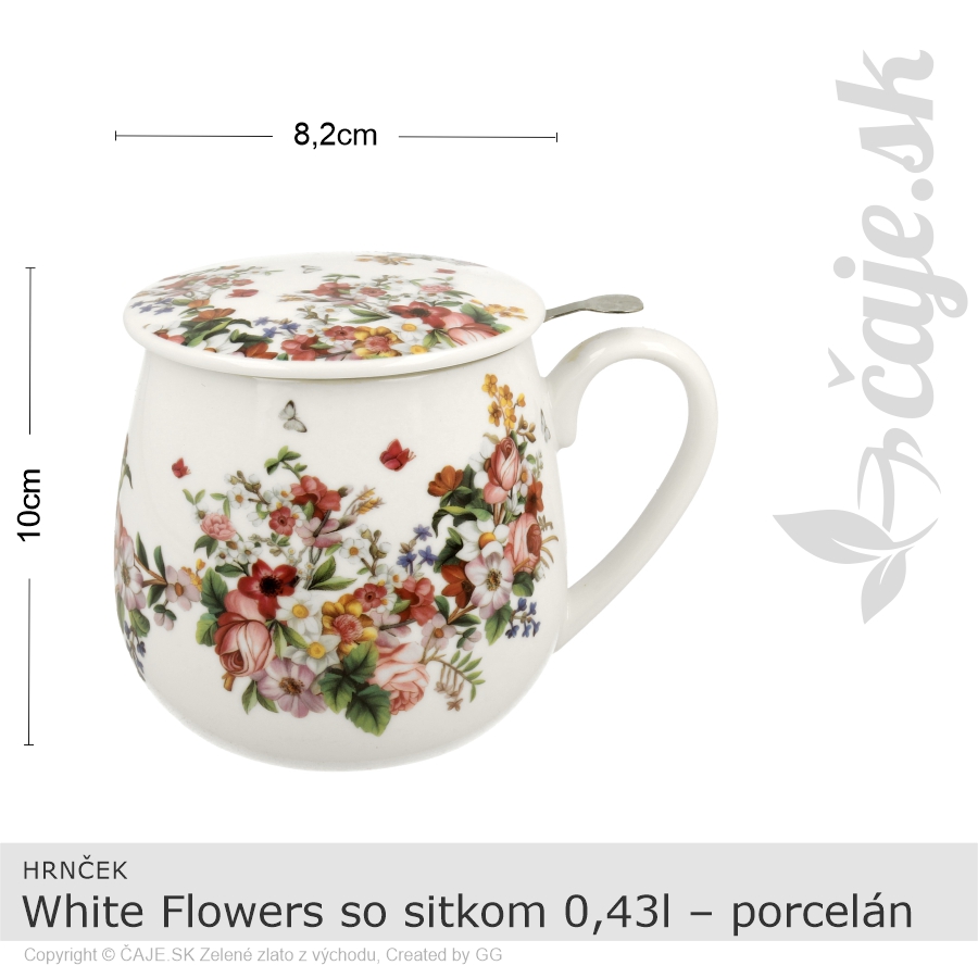 HRNČEK White Flowers so sitkom 0,43l – porcelán – darčeková krabička