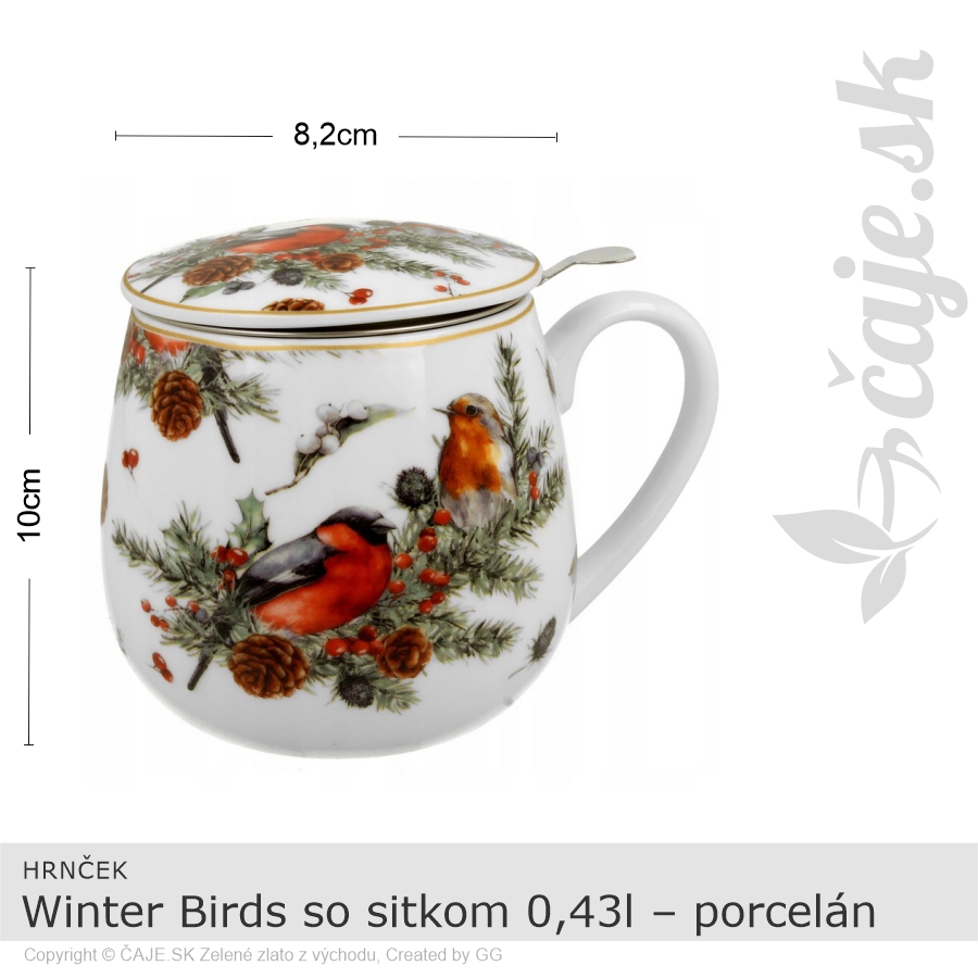 HRNČEK Winter Birds so sitkom 0,43l – porcelán – darčeková krabička