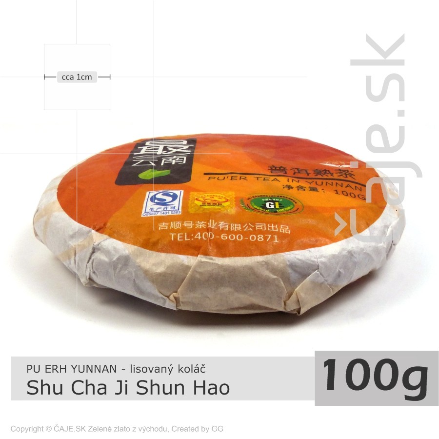 PU ERH Yunnan Shu Cha Ji Shun Hao (100g) – lisovaný koláč