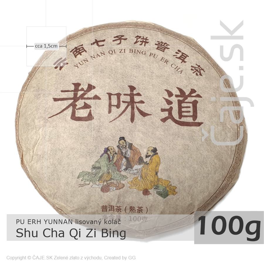 PU ERH Yunnan Shu Cha Qi Zi Bing (100g) – lisovaný koláč